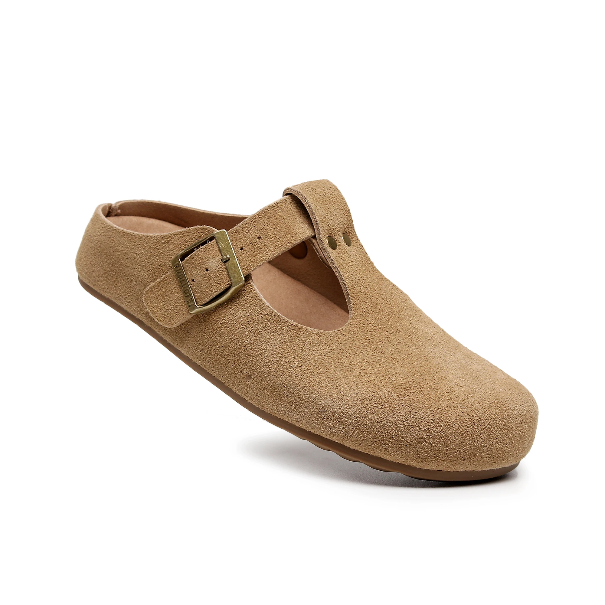 

Women's Suede Clogs Elegant Mary Jane Design Slip on Mules Cork Footbed Potato Shoes Comfort Closed Toe Sandals