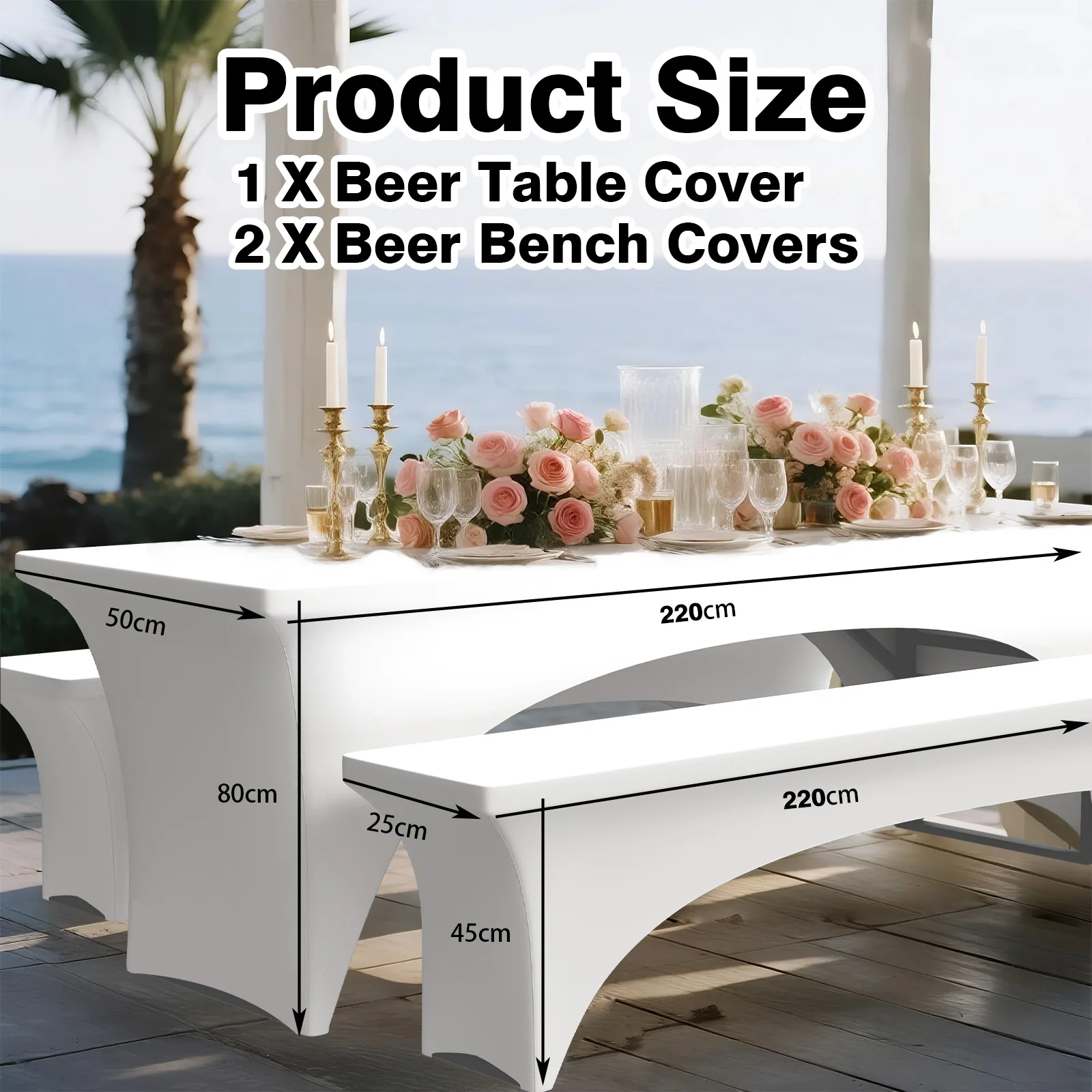 Beer Table Covers, Elastic Set of 3, Table Covers for Beer Tent Set, Beer Bench Covers,Beer Tent Covers for 70 cm Table Width