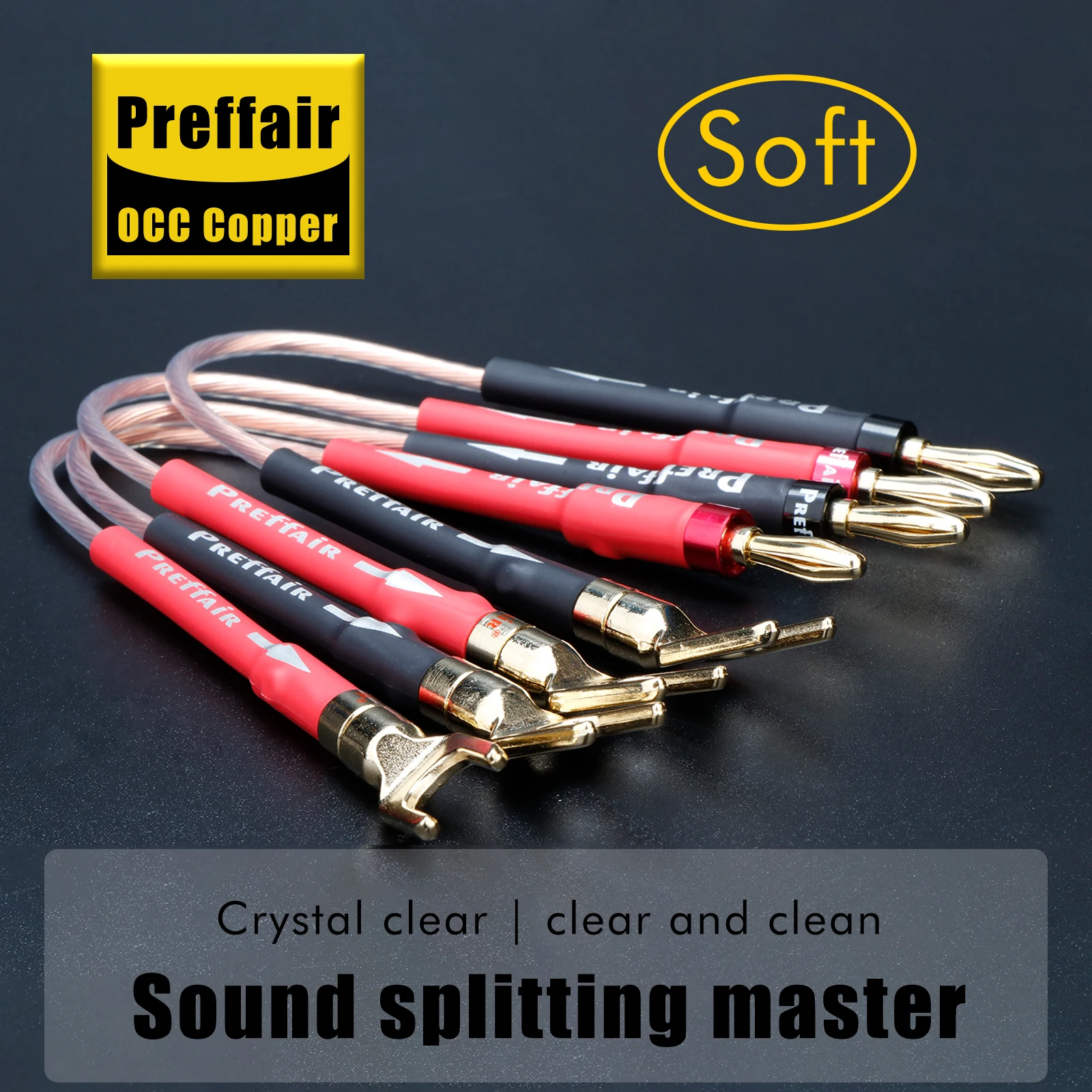 Preffair 4mm2 Jumper Cables  OCC Copper Speaker Splitter Wires with Banana/Y Spades Connectors 15/20CM Bridge Wiring,4Pcs