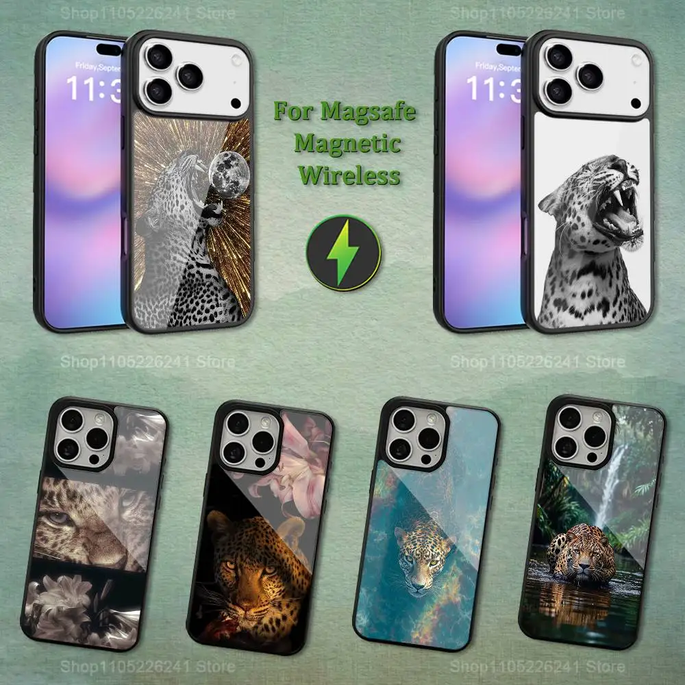 

Cool Animal Leopard Art Phone For iPhone 17,14,11,15,16,13,12,Pro,Max,For Magsafe,Plus,Mini, Magnetic Wireless Charging Case