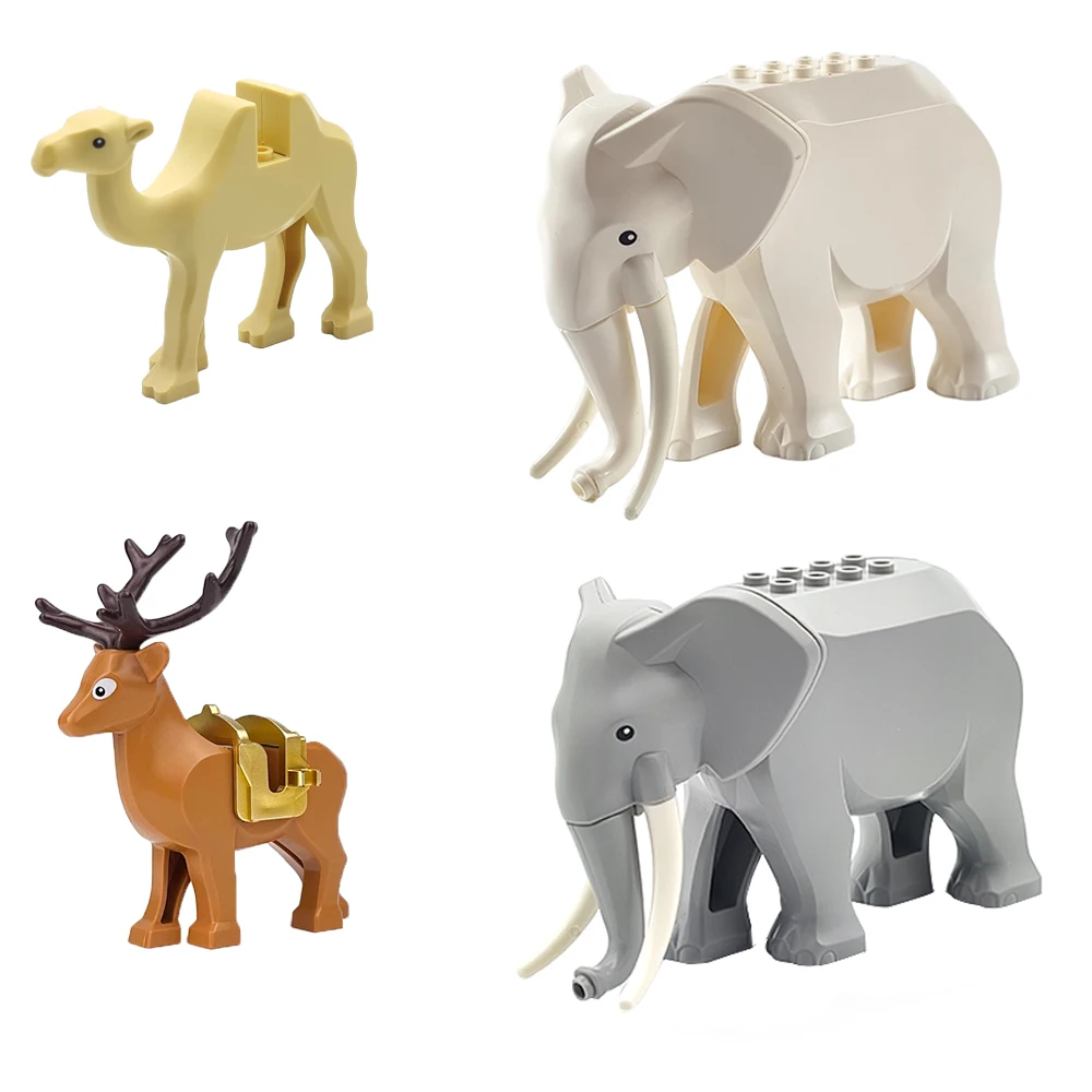 MOC Stadt Tier Bausteine Street View Zoo Elefant Kamel hirsch Bauernhof Szene Zubehör Bausteine Kinder Spielzeug Modell
