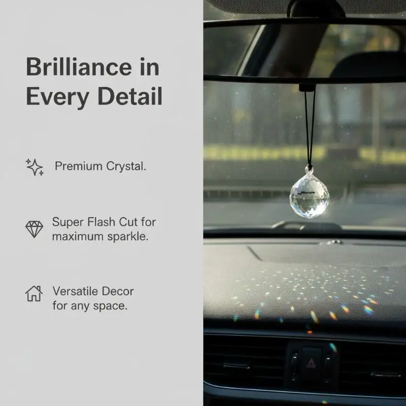 30mm Clear Crystal Glass Prism Rainbow Maker Hanging Suncatcher for Home Window Decoration Sparkling Sunlight Ornament