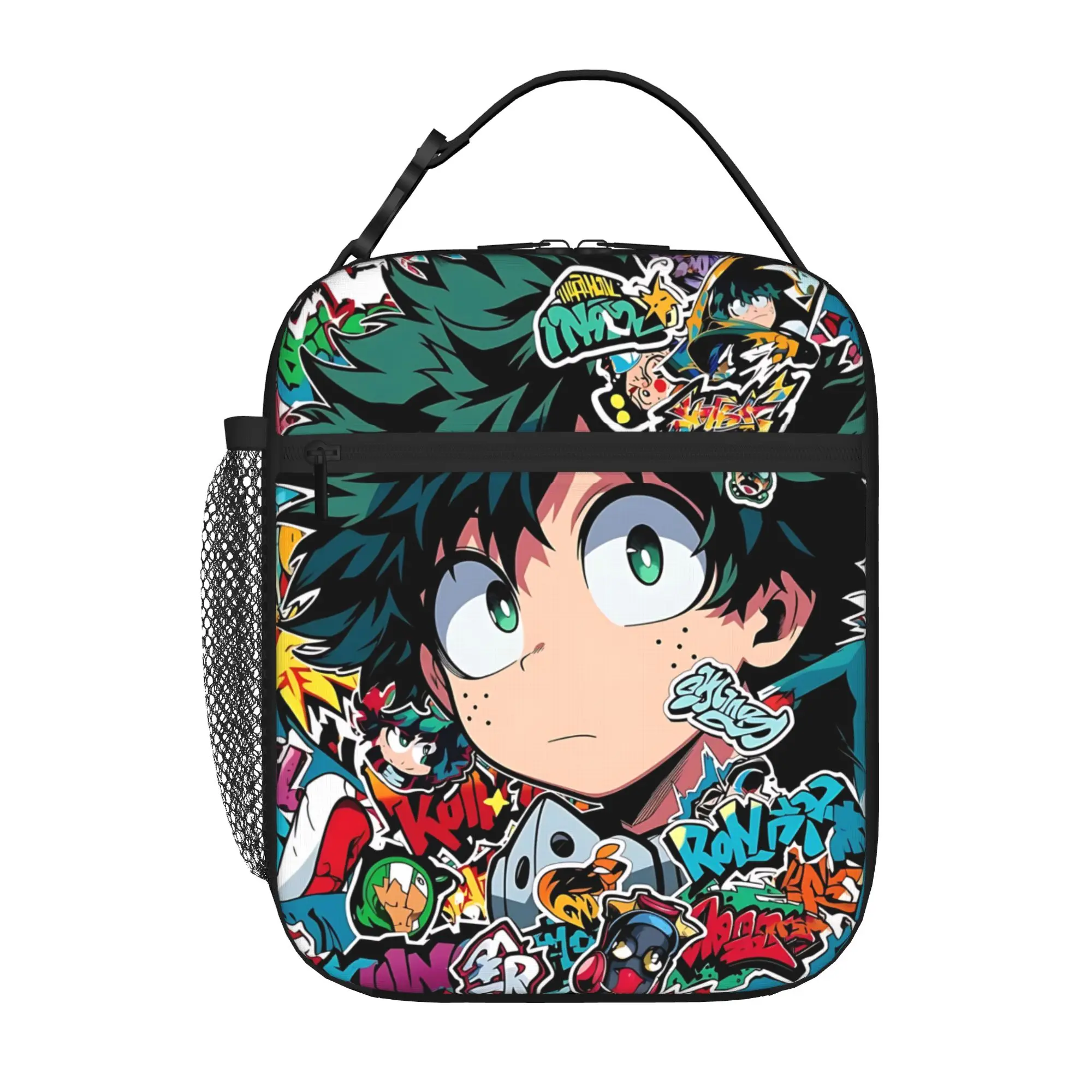 

1 Piece Zipper Closure Colorful Storage Bag Pocket My Hero Academia School Lunch Food Box Reusable For Lunch Food Bag