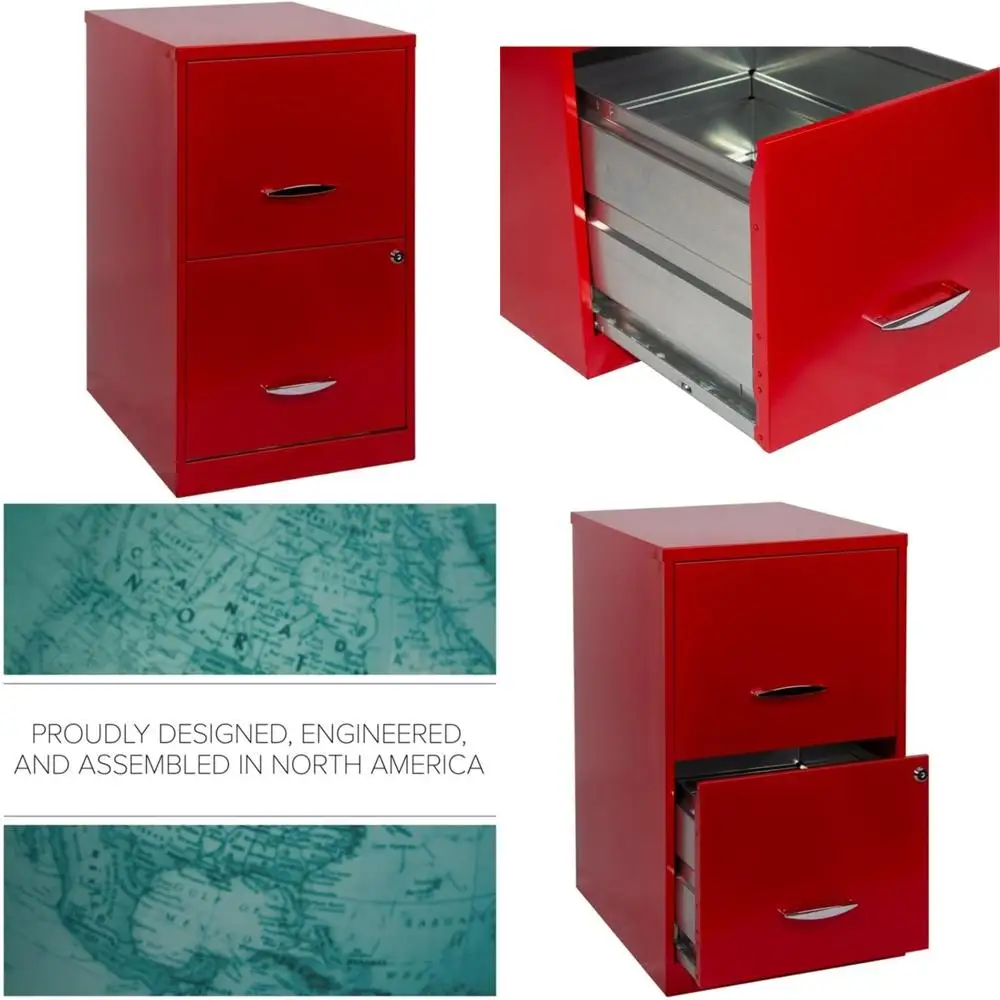 

18-Drawer Metal File Cabinet in Lava Red for Space-Efficient Office Storage