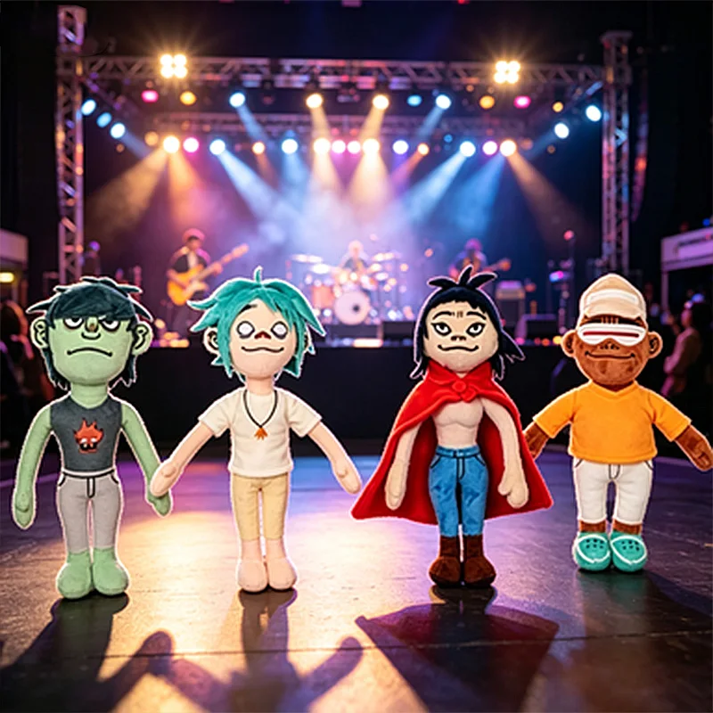 Hot Gorillaz Noodle Plush Kawaii Virtual Band Street Fighter Stuffed Doll Cute Red Cloak Boy For Fans Enthusiast Children's Gift