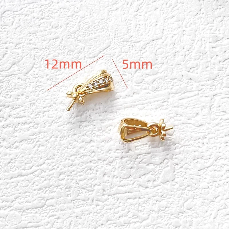 2 Pieces  Copper Clad Gold Inlaid Zircon Melon Seed Buckle Pendant  DIY Production of Fashionable Jewelry Accessories Materials