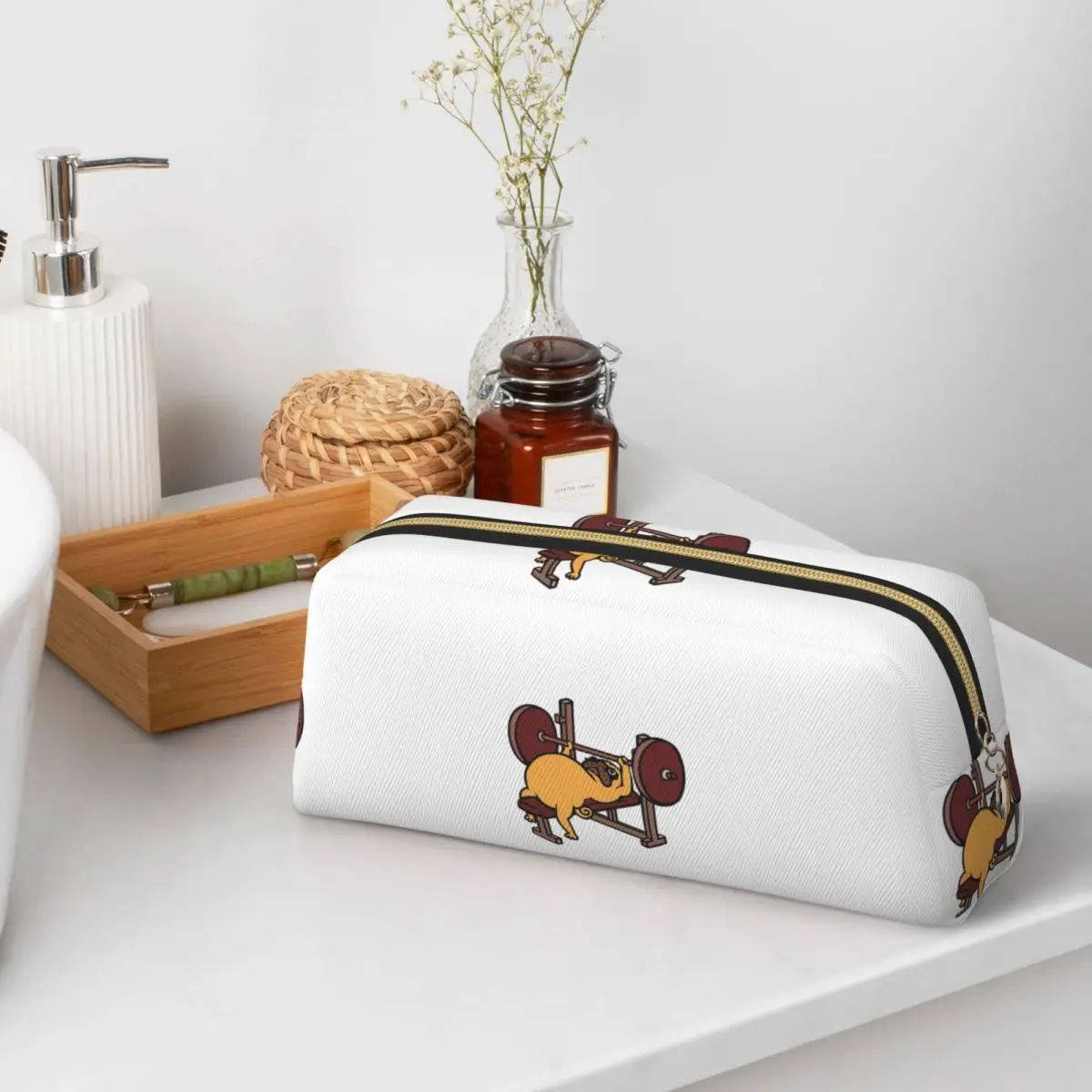 Estojo de Lápis Pug Bench Press para Estudantes, Presentes, Caixa de Canetas, Bolsa de Lápis, Estojo Grande para Armazenamento, Material de Papelaria