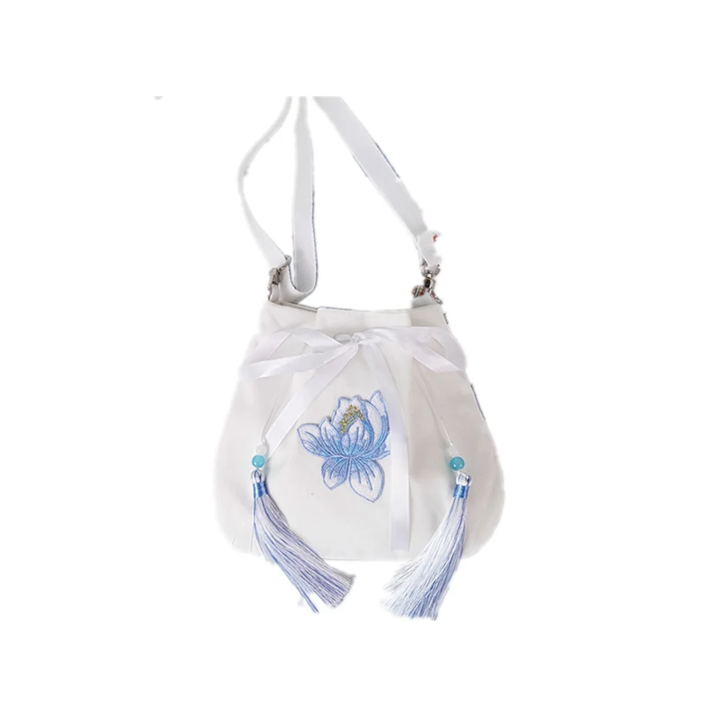 Новая вышивка лотоса в древнем стиле, сумка ханьфу, диагональная сумка с крестом, сумка в китайском стиле, сумка в древнем костюме, женская сумка