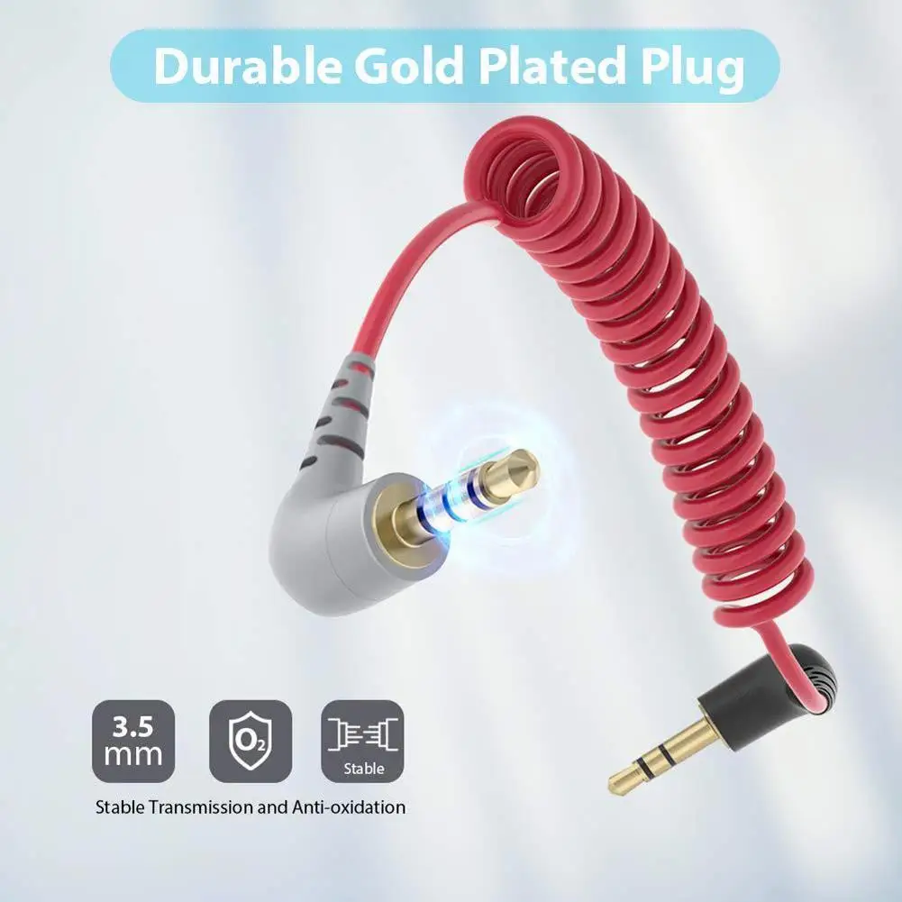 3.5mm for Spring Coiled Microphone Spiral Cord for RODE Videomic Pro+/VideoMic GO Microphone Accessories