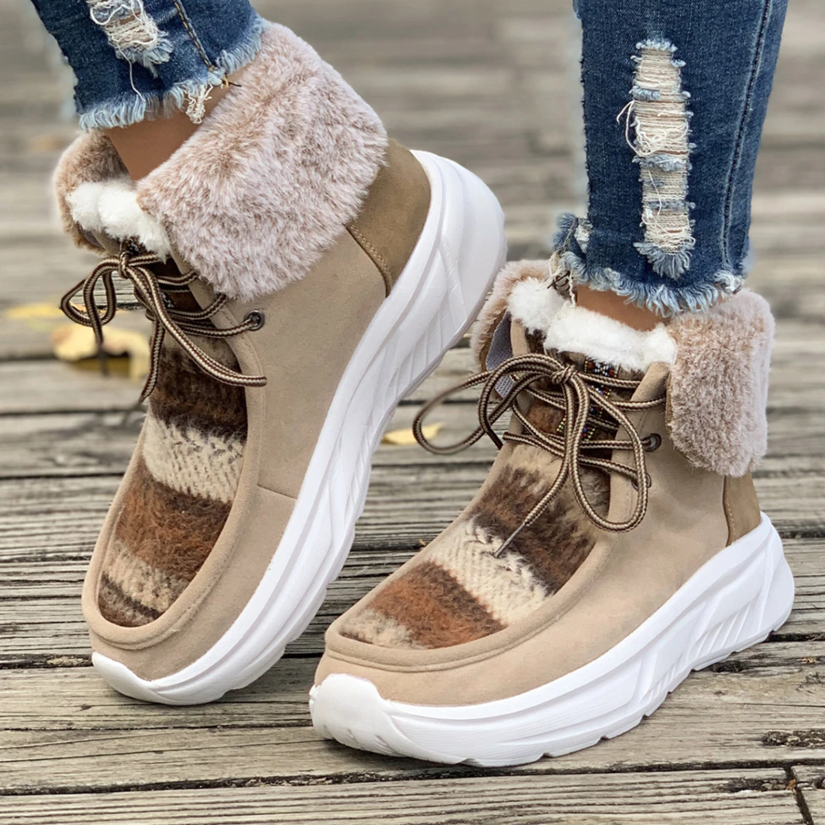 Winter New High-top Snow Boots Women Platform Warm Cotton Shoes for Women Fashion Plush Comfortable Women Boots Zapatos De Mujer