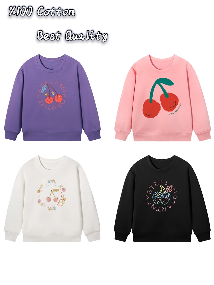 cute sweet cherry girl sweatshirt 2026 new kids winter clothes tops Flowers Strawberry baby girls hoodies child pullover autumn