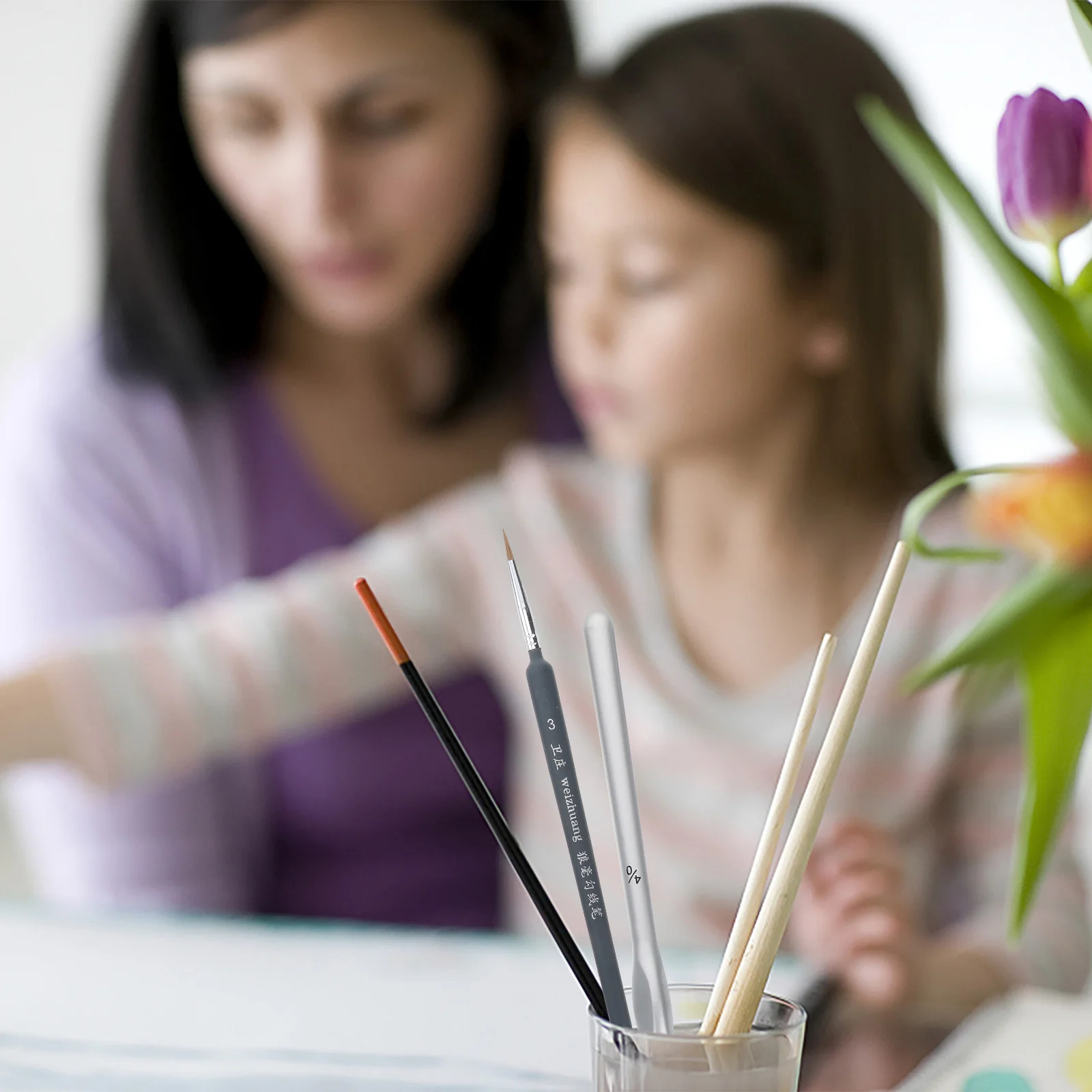 

Wolf Hair Detailing Paint Brush Set 9 Piece Fine Tip Painting Kit for Miniature Oil Painting Drawing Pen Art Supplies