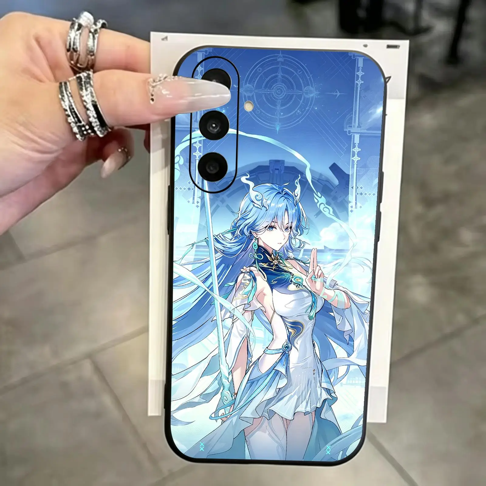 Wuthering Waves Qingxiao  Phone Case For Samsung A57 A56 A37 A27 A17 A36 A26 A55 A35 Black Matte Soft Case