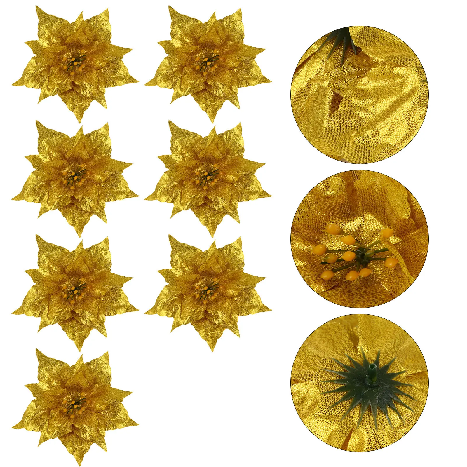 

7pcs Artificial Hanging Flowers Glitter Christmas Decor For Holiday Party Wedding Garland Diy Home Xmas Accessories