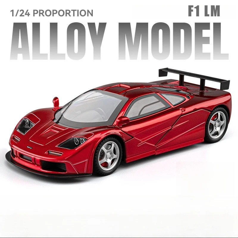 

1:24 F1-LM Supercar Alloy Diecast Car Model Pull Back Sound Light Kids Toy Car Collection For Children's Gift