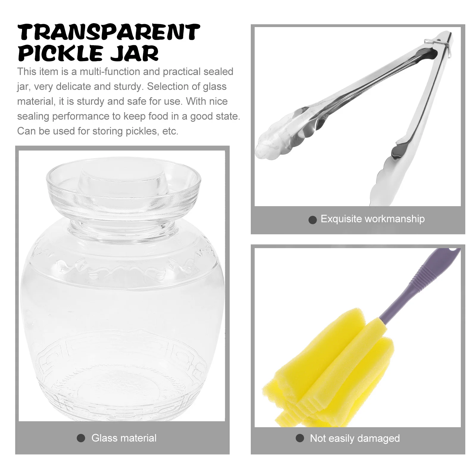 

Transparent Glass Pickle Vegetable Jar Sealed Storage Suitable for Kitchen Restaurant Home Large Capacity Food Storage Kimchi