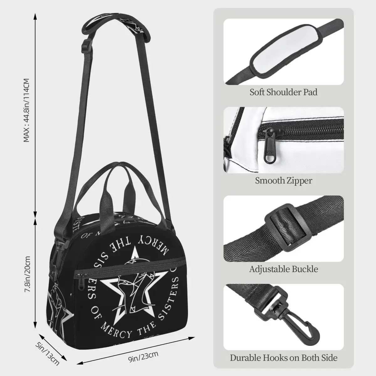 Round Text Logo Goth The Sisters Of Mercy Lunch Bags Insulated Bento Box Lunch Tote Picnic Bags Thermal Bag for Woman School