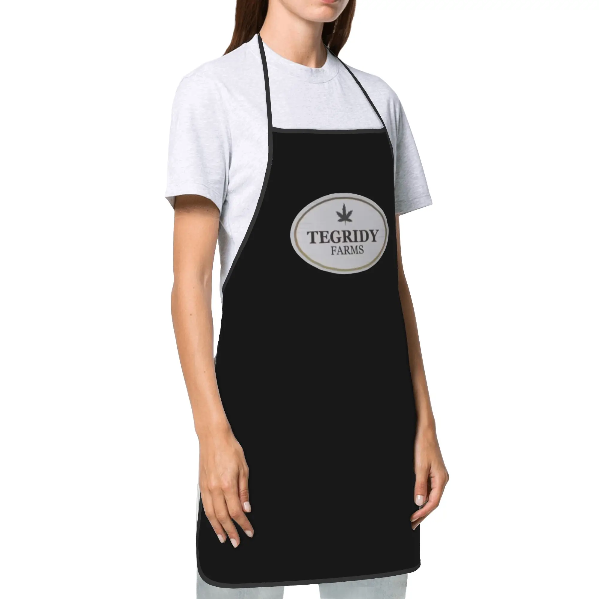 Tegridy Farms Logo  Randy Bib Aprons for Women Men Polyester Cartoon Weed Cooking Adult Waterproof Thin Pinafore Chef