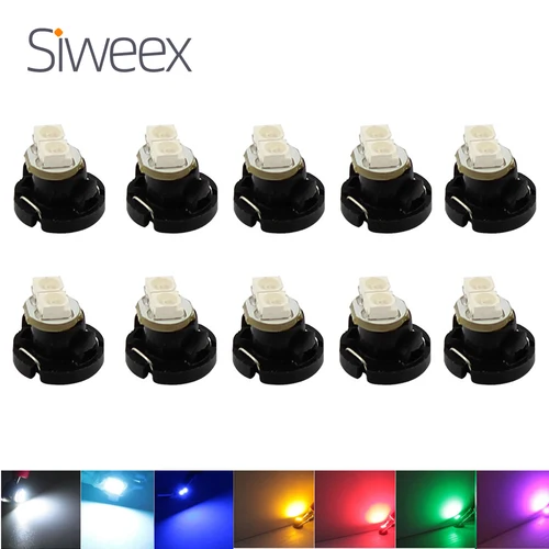 10 unids/lote NW6 T4.2 2SMD Panel de instrumentos LED tablero de instrumentos medidores bombilla de cuña blanco hielo azul rojo verde amarillo rosa luz 12V
