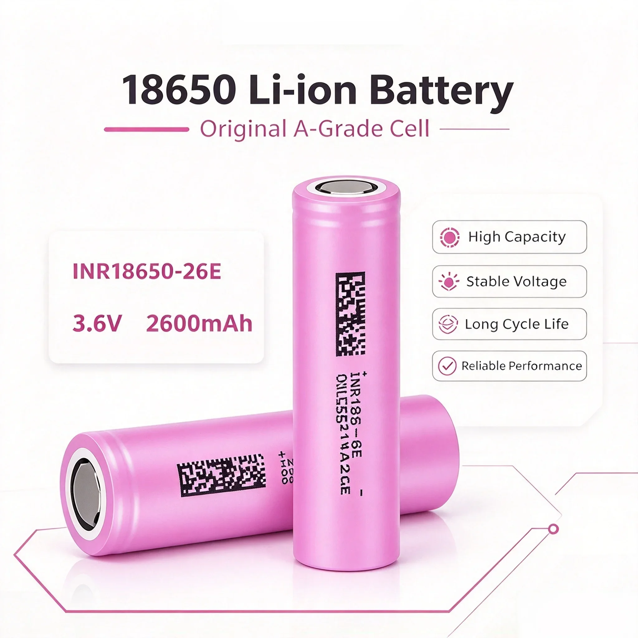 2-50pcs 18650 Battery 3.7V Rechargeable Lithium 2600mAh Battery for Flashlight Power Tools, Electric Scooters