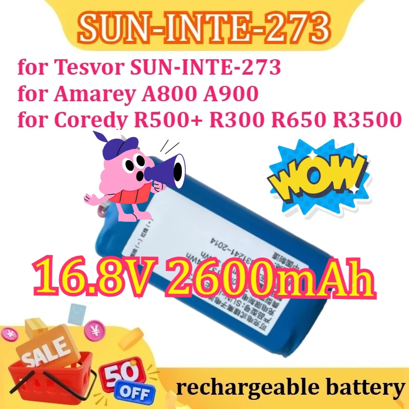 

For iMartine CMICR18650F8M7-4S1P for Tesvor SUN-INTE-273 for Amarey A800 A900 for Coredy R500+ R300 R650 R3500 16.8V 2600mAh