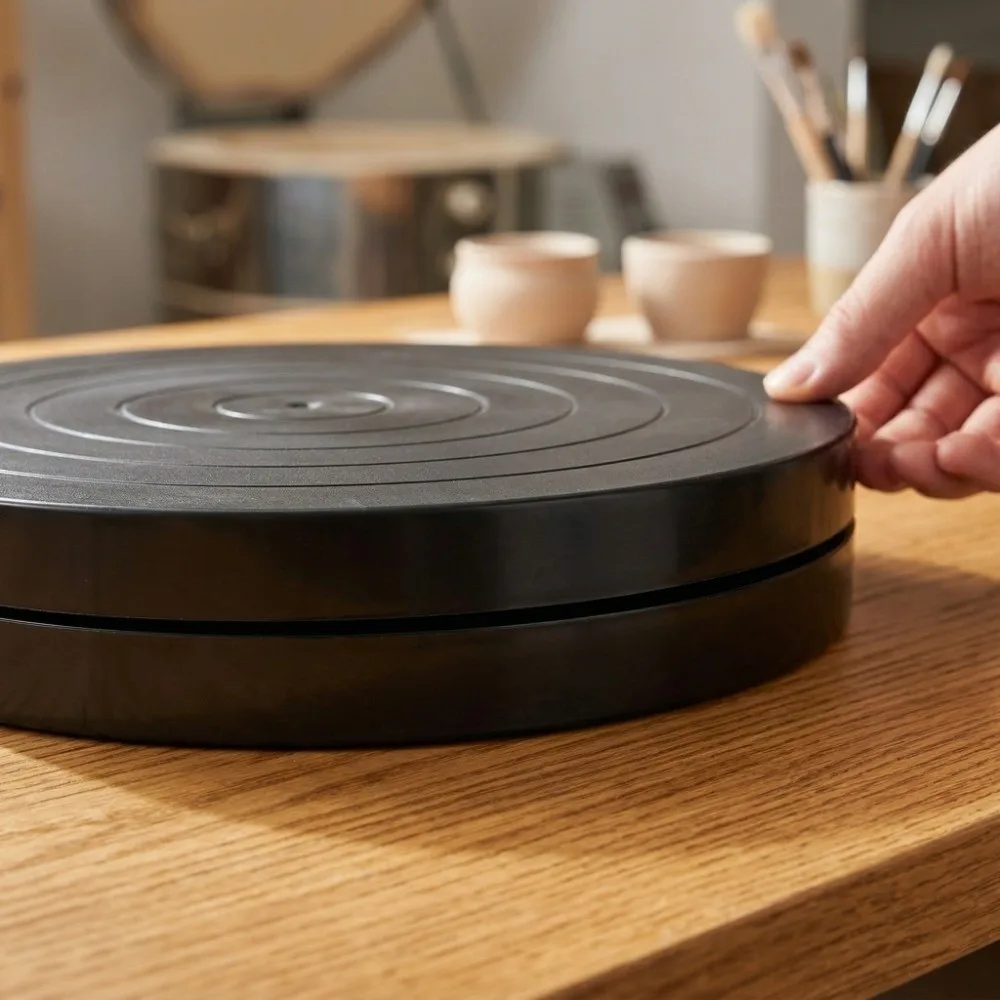 Plastic Clay Turntable 7×1.35 inches Black Ceramic Rotation Wheel Double Side 4.52×1.35 inches Pottery Turntable Paint Spraying