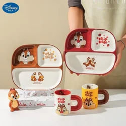 Disney Chip & Dale Kawaii Cute Creative Children's Ceramic Compartment Dinner Plate Home High Temperature Resistant Tableware