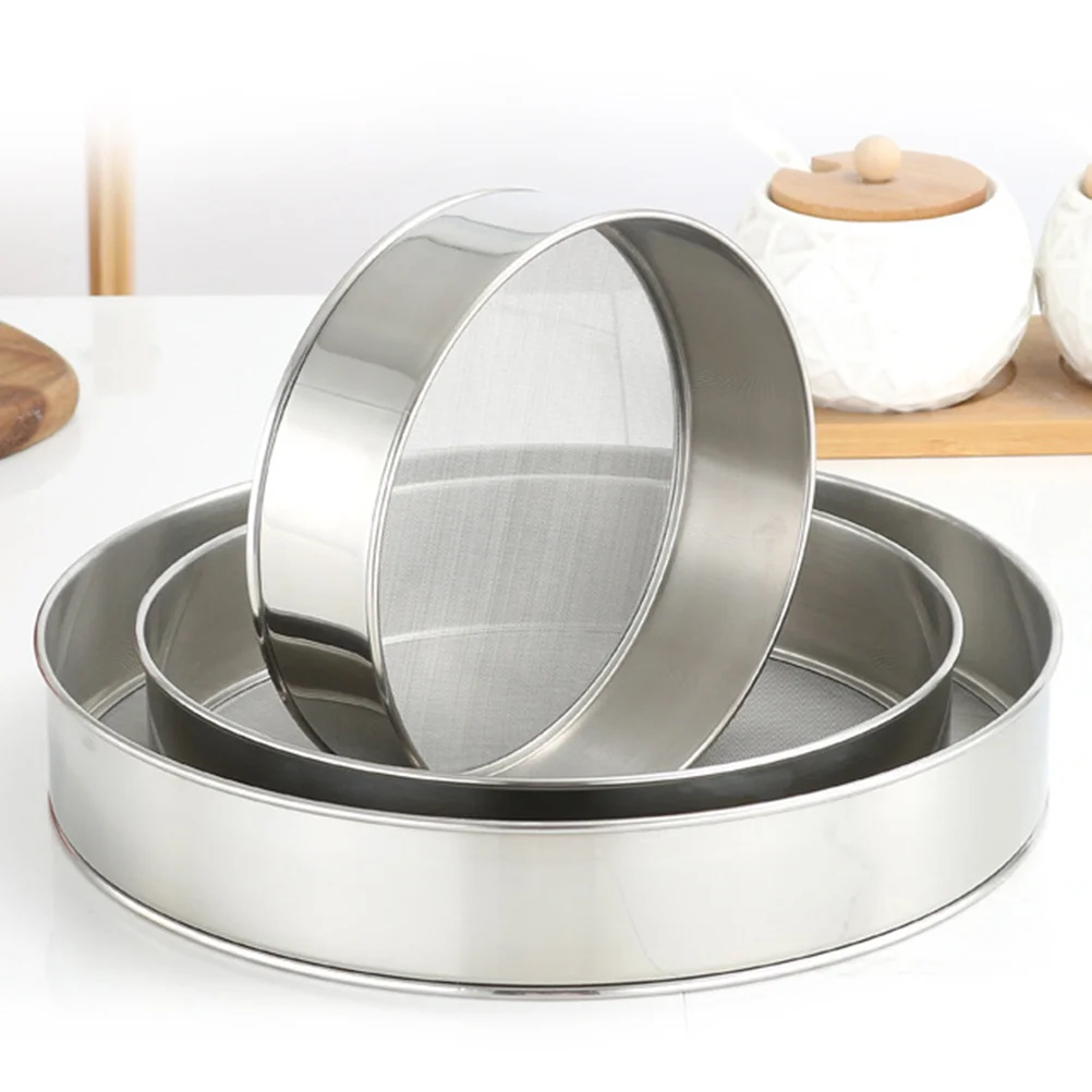 

3pcs Stainless Steel Flour Sifters 40 Mesh 15Cm 20Cm 25Cm Fine Powder Sieve Baking Tools Kitchen Strainer For Cake Cookies Bread