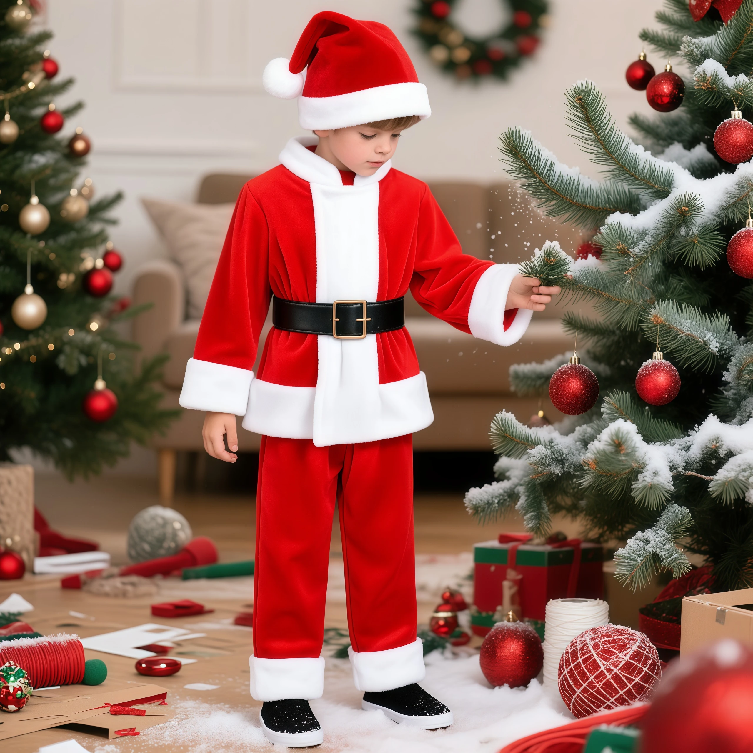 

Kids Santa Claus Costume Boys Santa Suit Outfit Child Jacket Coat With Pants Hat For Christmas Halloween Cosplay Party Outfits