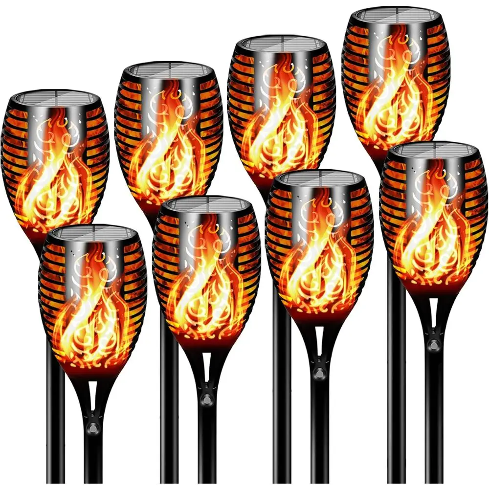 

Набор из 8 светодиодных уличных фонарей-факелов Tiki, высотой 43 см, водонепроницаемые, большой размер, аккумулятор 2200 мАч, идеально подходят для двора и сада