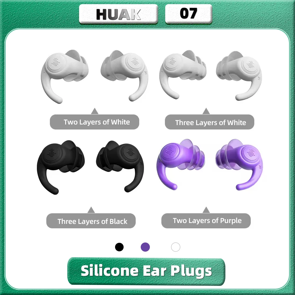 HUAK 1 Pair Reusable Soft Silicone Earplugs Noise Cancelling Anti-noise Earplug For Concerts Sleep Swim Waterproof Ear Plugs