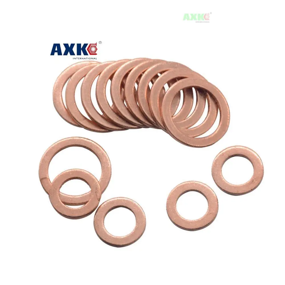 10/ 50pcs Solid Copper Washer Shim Flat Gasket Rings Seal Plain Spacer Washers Fastener M5 M6 M8 M10 M14 M16 M18 M20 M22 M24