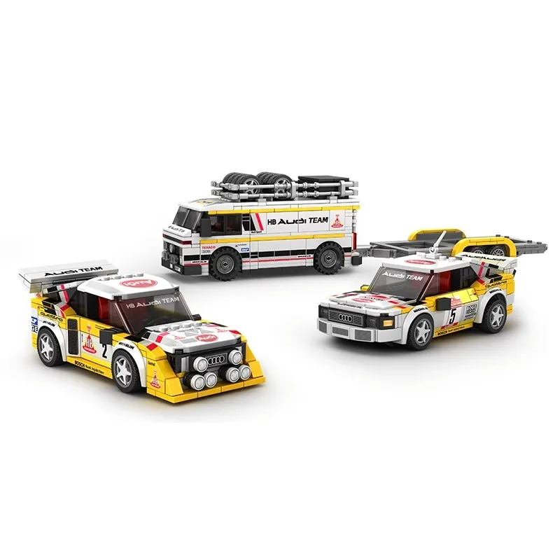 MOC Quattro S1 Sports Car E2 Truck Trailer Building Blocks Speed Racing Vehicle Bricks Garage Toys DIY Gifts For Children Boys