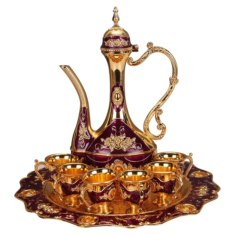 Russian metal wine set creative European style liquor glass jug living room high-end household one-piece   decoration