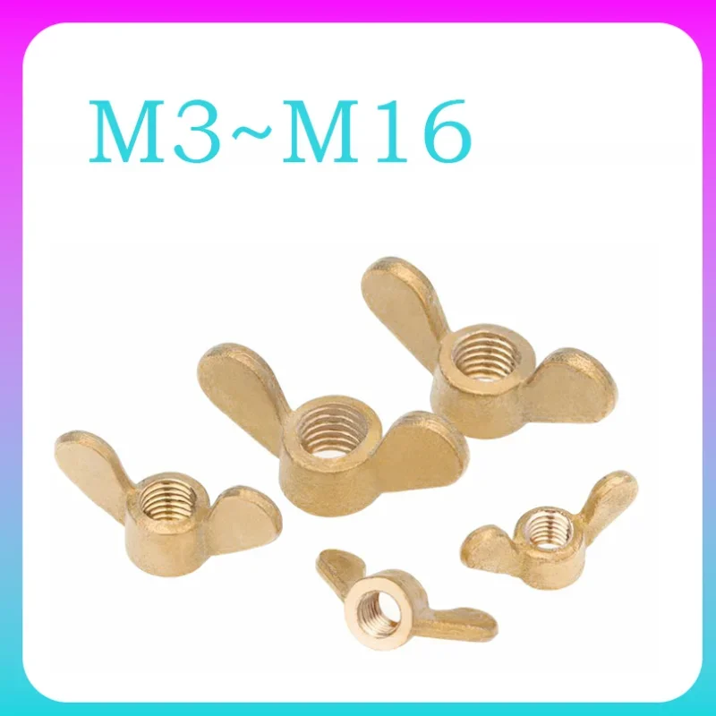 1~5 Pcs Special-Shaped Hand Nuts,Brass Wing Nut M3 M4 M5 M6 M8 M10 M12 M14 M16 Copper Butterfly Nut for Marine Battery