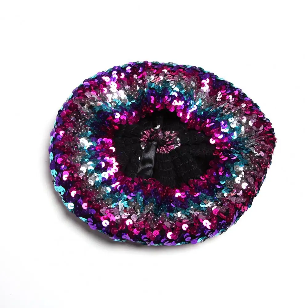 Fashion Sequin Beret Autumn and Winter New Painter Hat Street All-match Hat Women\'s Pumpkin Hat Panama Bucket Caps
