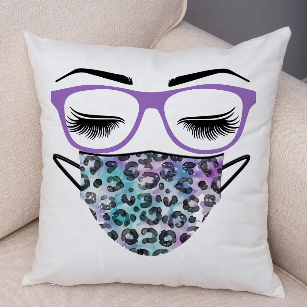 قناع كرتوني أنيق بنمط طباعة الرموش وسادة مزخرفة بأكمام وسرير للسيارة والمكتب غطاء وسادة مزخرف #4