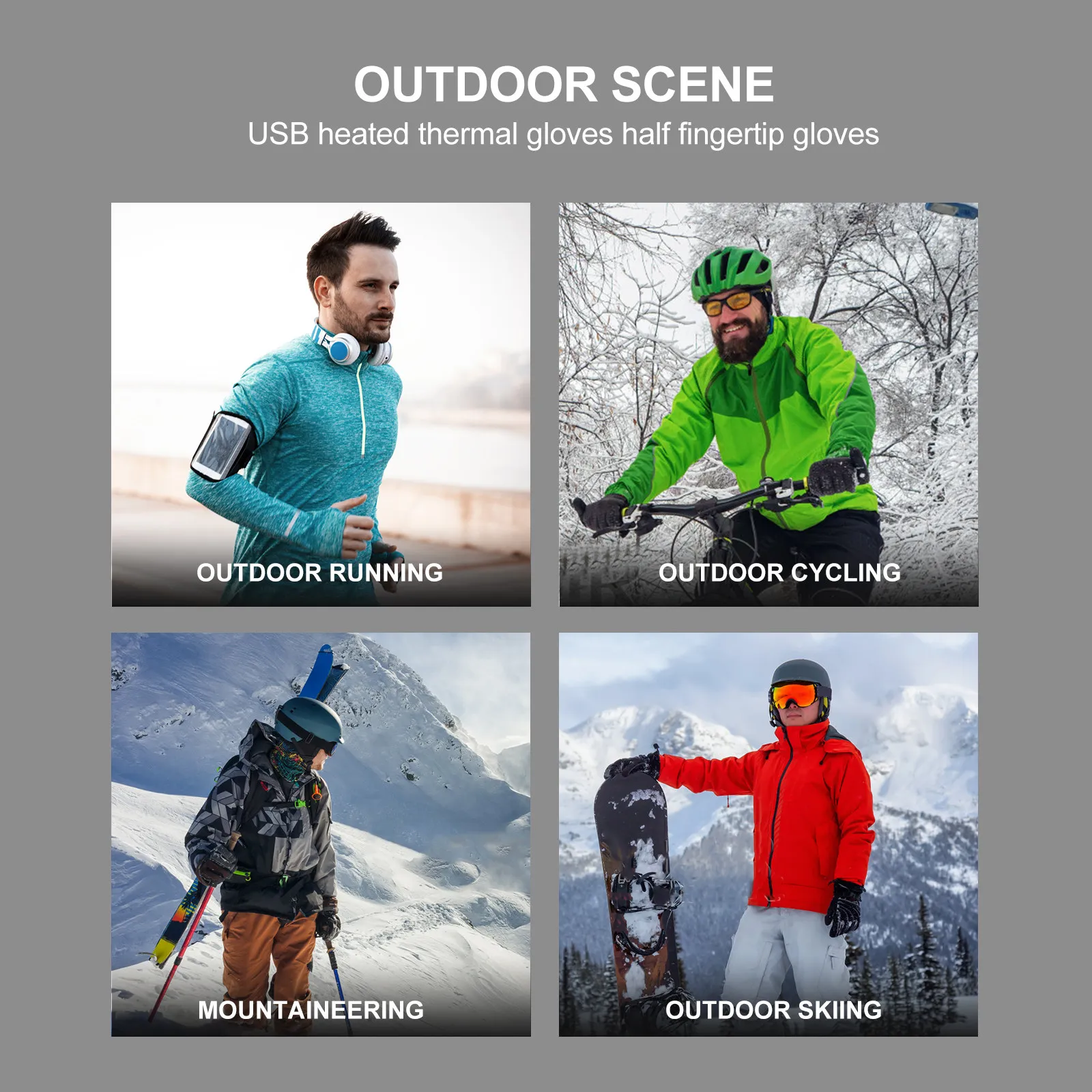 

2Pairs USB Heated Gloves Winter Warm Fabric Mittens for Typing Gaming Watching Indoor Outdoor Activities Electric Heating