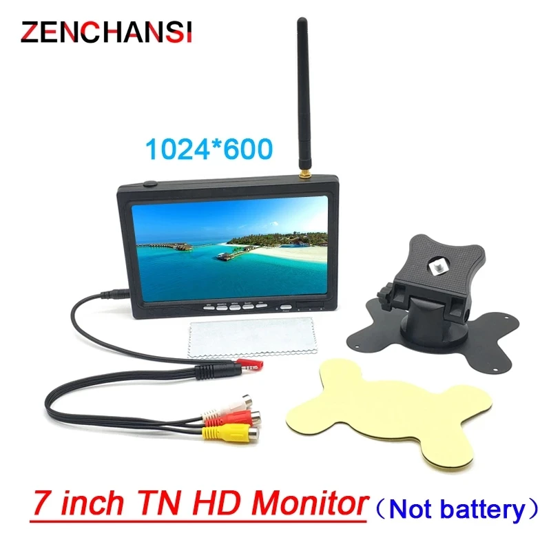 장거리 5.8Ghz 48CH 2W VTX 송신기 1200TVL 1.66mm fpv 카메라, 7 인치 1024*600 TFT LCD 스크린 모니터, RC 재생 부품