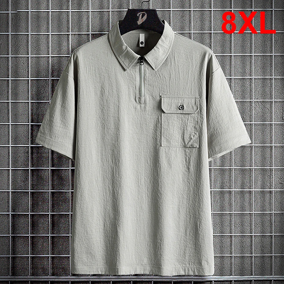 

Summer Short Sleeve Shirts Men 8XL Plus Size Shirt Fashion Casual Solid Color Cargo Shirt Male Big Size 8XL