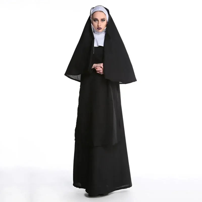 فستان راهبة تنكري للهالوين أزياء تنكرية للمسرح التقليدي أزياء تنكرية للكرنفال
