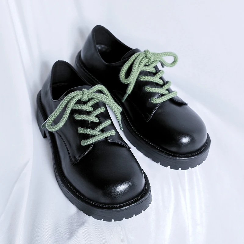 

New high-quality men thick soled derby shoes retro niche Mickey Mouse big head height increasing black business casual shoes