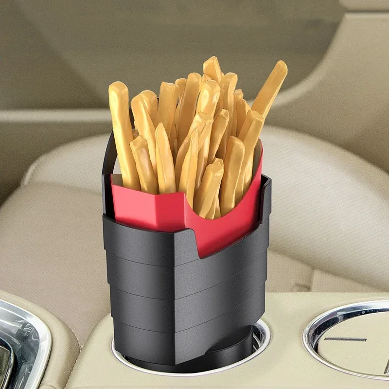 French Fry Holder with Mounting Holds Fries Chips, ketchup, Sauce & More Car Interior Snack Box Multi-Purpose Fast Food Holders