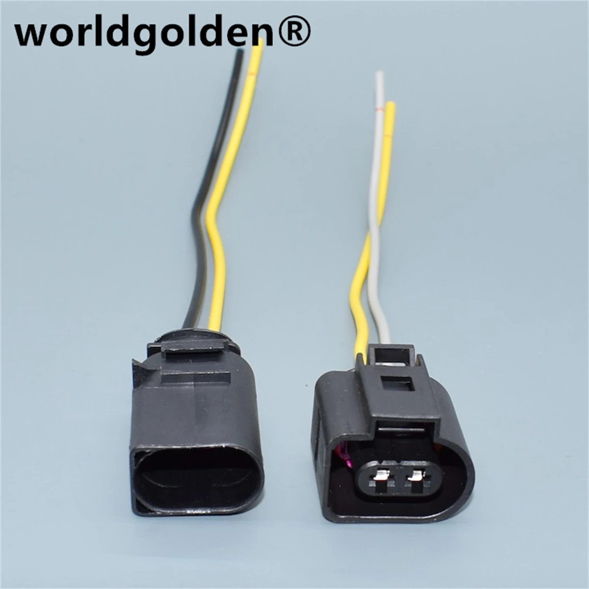 

Worldgolden 2 Pin/Way 3.5mm Sealed Female Electrical Horn Connector Plug For AUDI VW Skoda Passat VAG Group 1J0973722 1J0 973 72