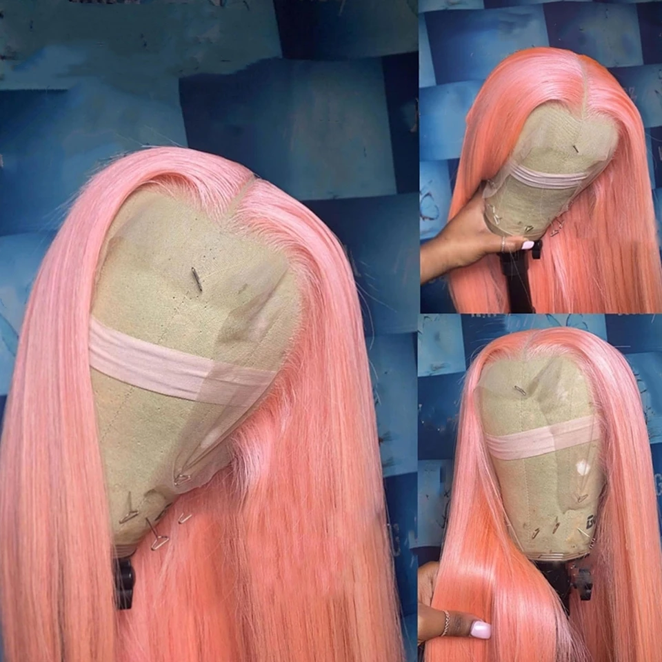 13x4 13x6 Pink Wig Lace Front Human Hair Wig 36 Inch Human Lace Frontal Wigs Bone Straight Colored Wigs On Sale Lace Wig