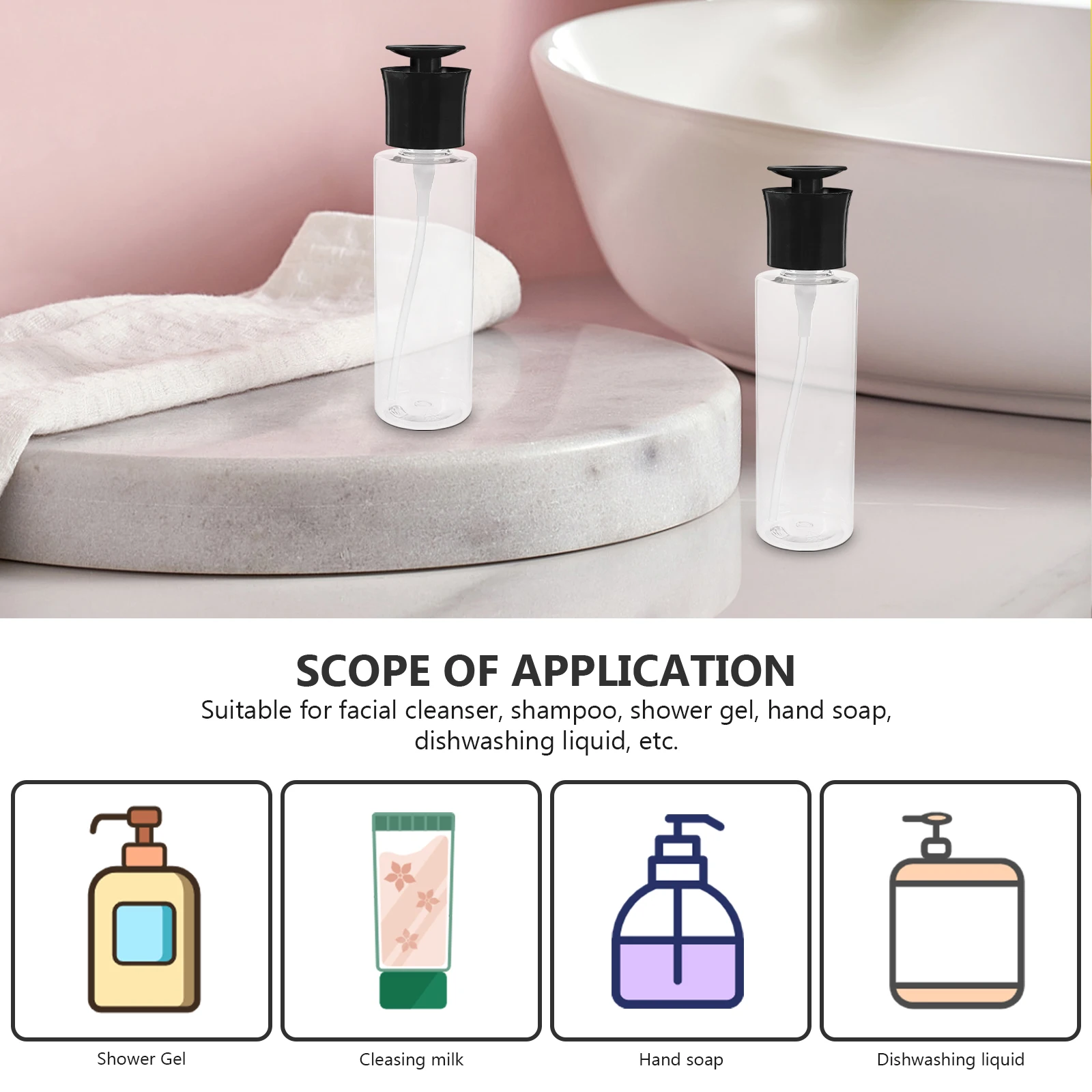 

2pcs 500ML Black Airless Pump Bottles Portable Travel Lotion Containers Refillable Cream Sub Bottle for Shampoo