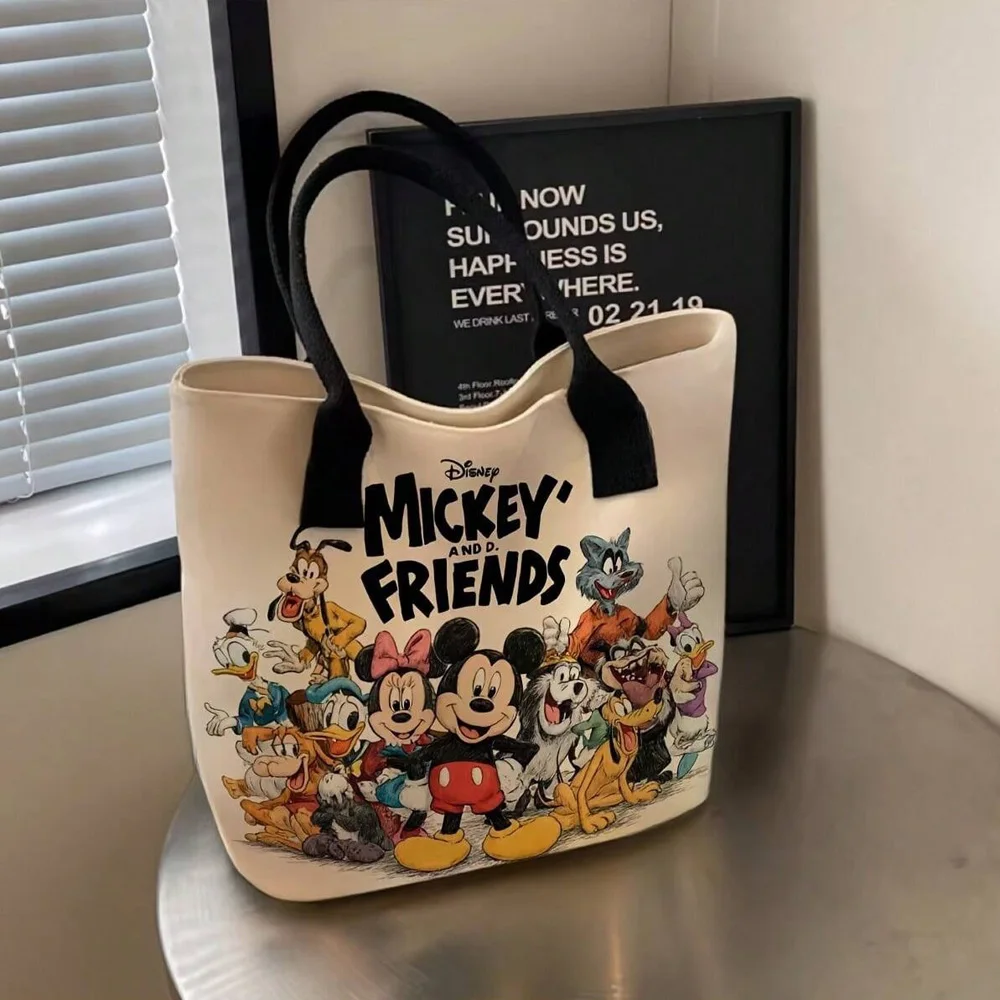 Disney Mickey & Minnie canvas schoudertas - Casual draagtas met grote capaciteit voor vrouwelijke studenten