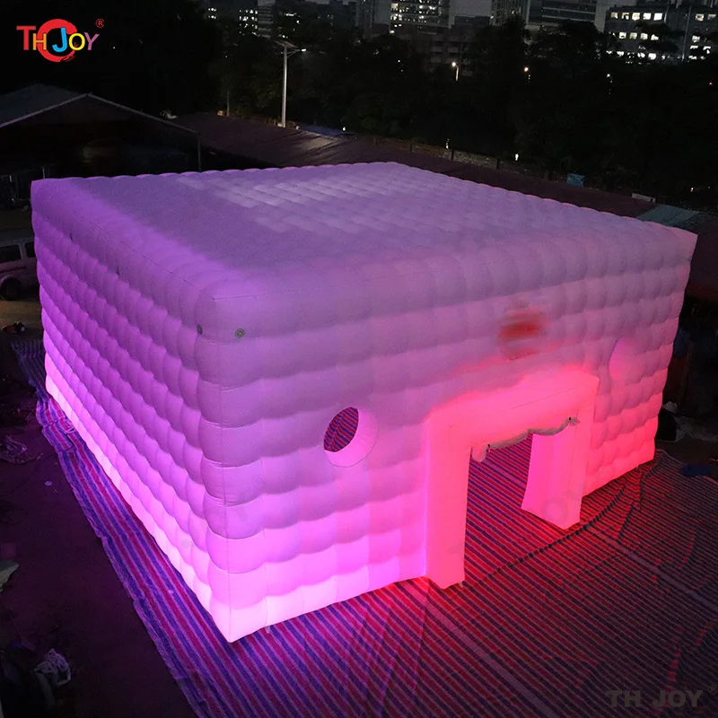 大型の白いインフレータブルブテント,屋外パーティー用,LEDライトテント,ディスコのマーキー,8x6m