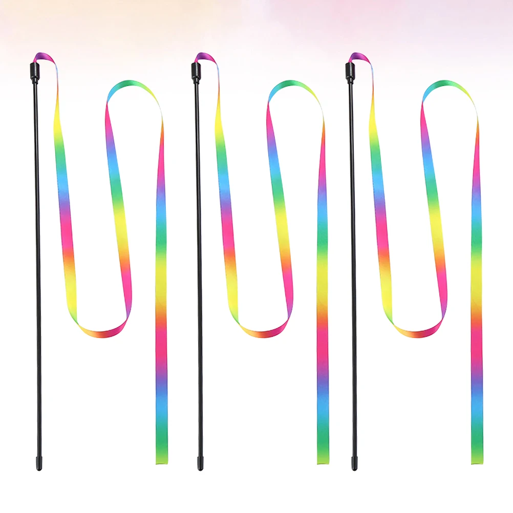 

3pcs For Interactive Play Rainbow Pet Supplies Kitten Training Playing Stick Tool Cat Interactive Cat Playing Stick