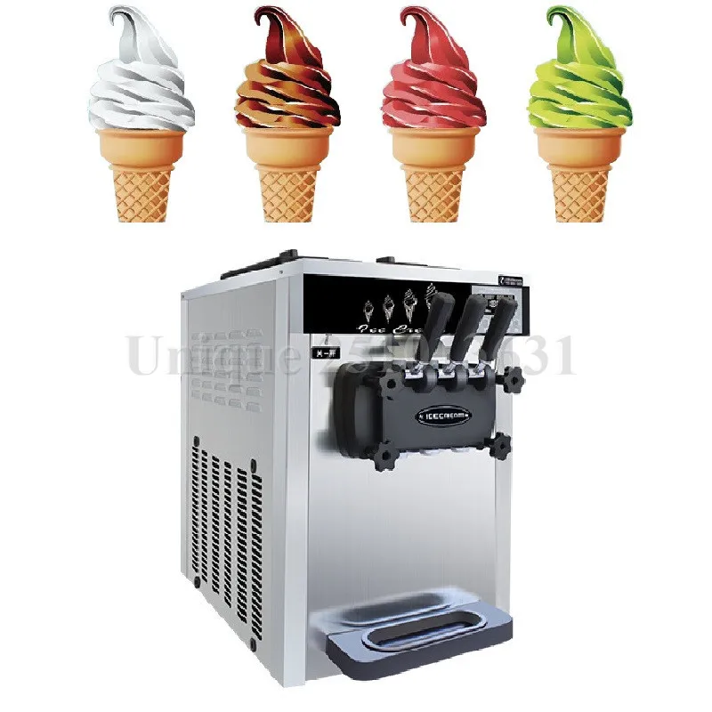 

Portable Fast Cooling Cone Yogurt Soft Ice Cream Machine Tabletop Three Flavors with Air Pump Stainless Steel Ice Cream Maker